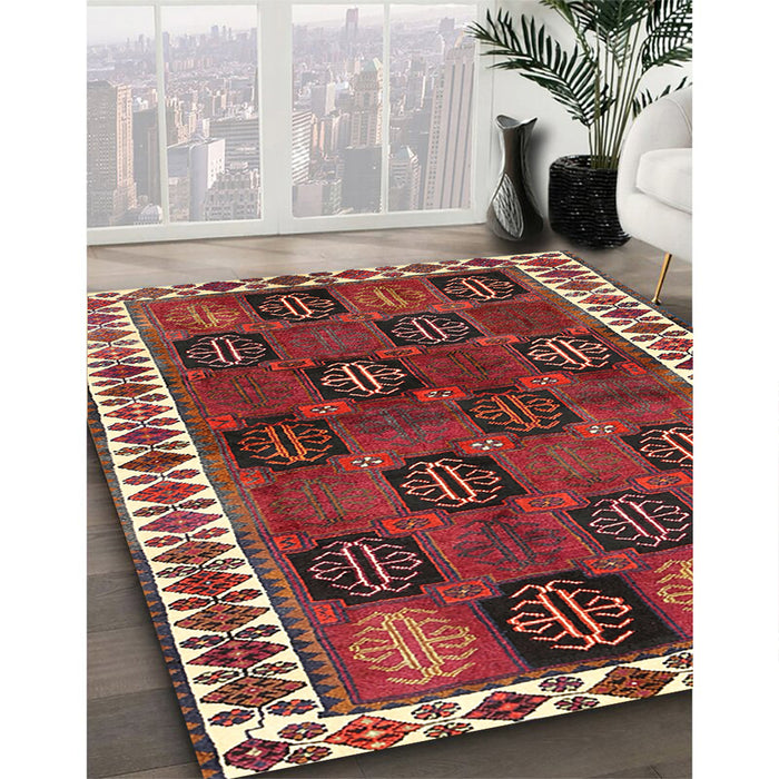 Machine Washable Traditional Orange Salmon Pink Rug in a Family Room, wshtr2846