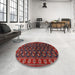 Round Machine Washable Traditional Tomato Red Rug in a Office, wshtr2847