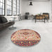 Round Machine Washable Traditional Brown Rug in a Office, wshtr2848