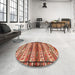 Round Traditional Sand Brown Southwestern Rug in a Office, tr2849