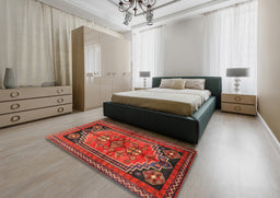 Traditional Sienna Brown Persian Rug in a Bedroom, tr2850