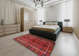 Traditional Chestnut Brown Persian Rug in a Bedroom, tr2852