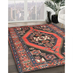 Traditional Dark Almond Brown Persian Rug in Family Room, tr2853