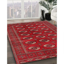 Traditional Cherry Red Persian Rug in Family Room, tr2854