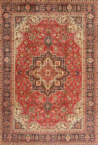 Machine Washable Traditional Sand Brown Rug, wshtr2858