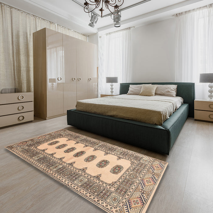 Traditional Brown Southwestern Rug in a Bedroom, tr285