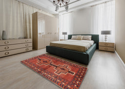 Traditional Red Persian Rug in a Bedroom, tr2860