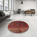 Round Machine Washable Traditional Tomato Red Rug in a Office, wshtr2861