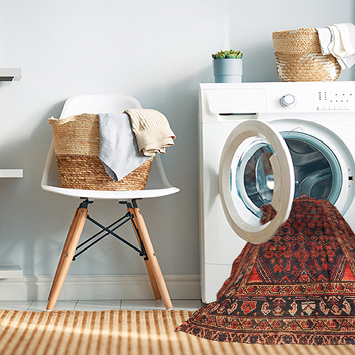 Machine Washable Traditional Sienna Brown Rug in a Washing Machine, wshtr2866