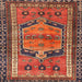 Round Machine Washable Traditional Orange Brown Rug, wshtr2868