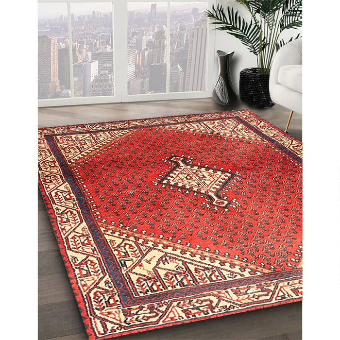 Machine Washable Traditional Red Rug in a Family Room, wshtr2869