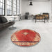 Round Machine Washable Traditional Red Rug in a Office, wshtr2869