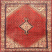 Round Machine Washable Traditional Red Rug, wshtr2869