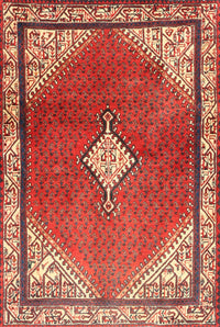 Machine Washable Traditional Red Rug, wshtr2869