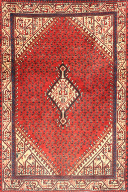 Machine Washable Traditional Red Rug, wshtr2869