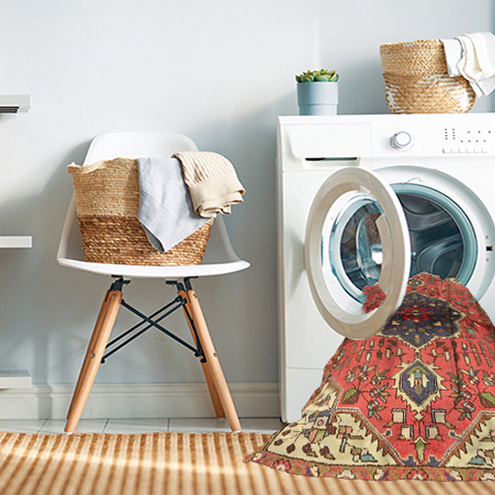 Machine Washable Traditional Peru Brown Rug in a Washing Machine, wshtr2871