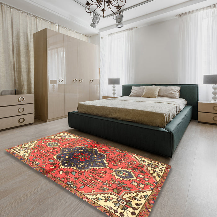 Machine Washable Traditional Peru Brown Rug in a Bedroom, wshtr2871