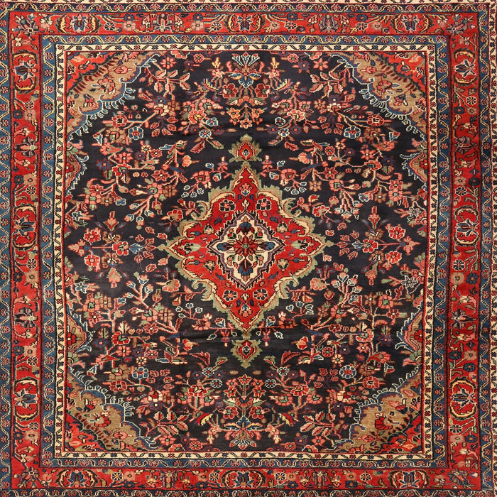 Square Traditional Saffron Red Persian Rug, tr2873