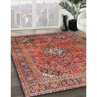 Traditional Orange Salmon Pink Medallion Rug, tr2875