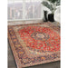 Traditional Fire Brick Red Medallion Rug in Family Room, tr2876