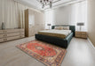 Traditional Fire Brick Red Medallion Rug in a Bedroom, tr2876