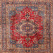 Square Traditional Light Copper Gold Medallion Rug, tr2878