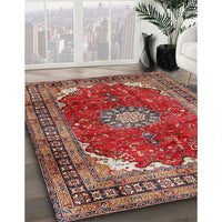 Traditional Orange Salmon Pink Medallion Rug, tr2879