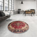 Round Traditional Saffron Red Persian Rug in a Office, tr287