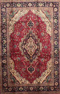 Machine Washable Traditional Saffron Red Rug, wshtr287