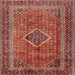 Round Machine Washable Traditional Orange Brown Rug, wshtr2881