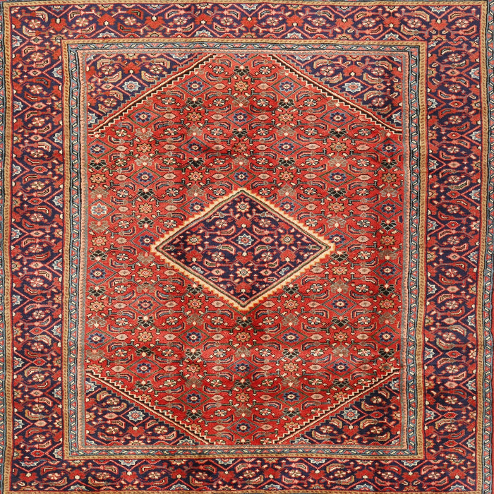 Square Traditional Orange Brown Medallion Rug, tr2881