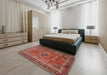 Traditional Orange Brown Medallion Rug in a Bedroom, tr2881