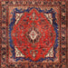 Round Machine Washable Traditional Tomato Red Rug, wshtr2882