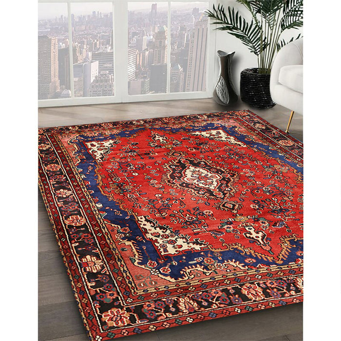 Machine Washable Traditional Tomato Red Rug in a Family Room, wshtr2882