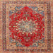 Square Traditional Sand Brown Medallion Rug, tr2883