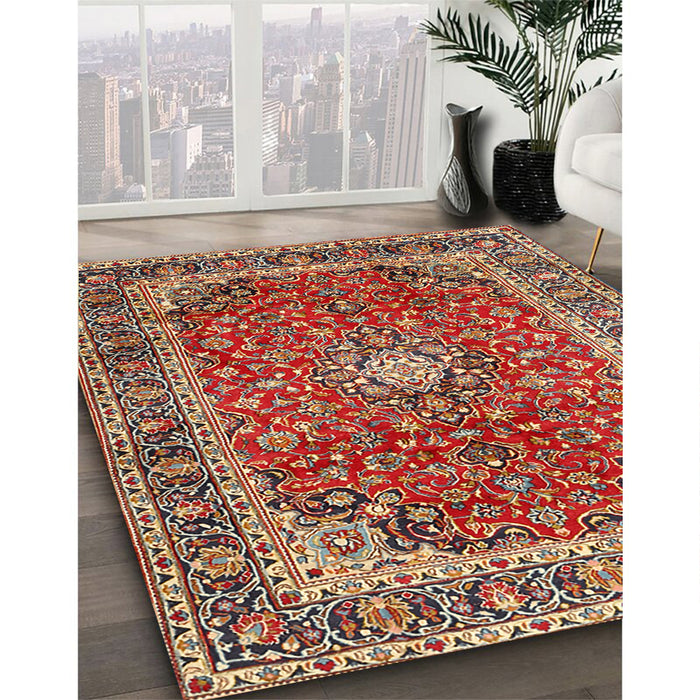 Machine Washable Traditional Tomato Red Rug in a Family Room, wshtr2885