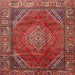 Round Machine Washable Traditional Red Rug, wshtr2888