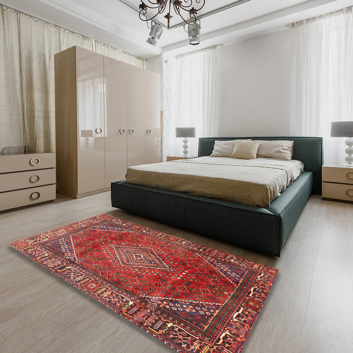 Traditional Red Persian Rug in a Bedroom, tr2888