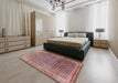 Machine Washable Traditional Brown Red Rug in a Bedroom, wshtr2889