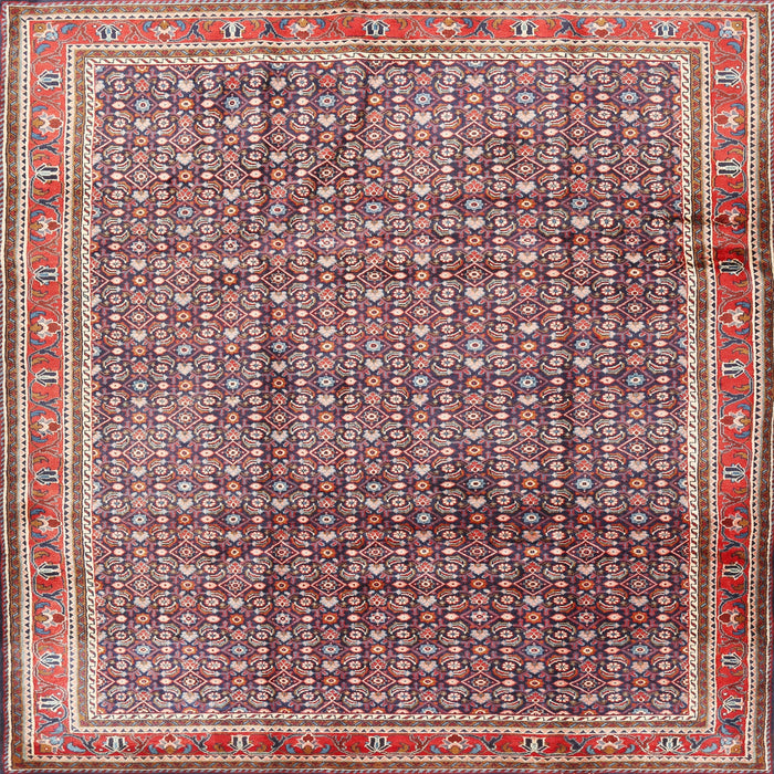Round Machine Washable Traditional Brown Red Rug, wshtr2889