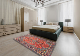 Traditional Camel Brown Persian Rug in a Bedroom, tr2890