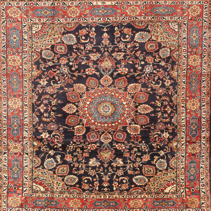 Round Machine Washable Traditional Saffron Red Rug, wshtr2891