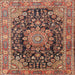 Round Machine Washable Traditional Saffron Red Rug, wshtr2891