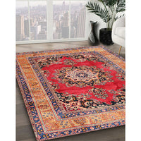 Traditional Tangerine Pink Medallion Rug, tr2892