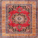 Square Traditional Tangerine Pink Medallion Rug, tr2892