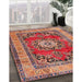 Traditional Tangerine Pink Medallion Rug in Family Room, tr2892