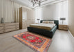 Machine Washable Traditional Tangerine Pink Rug in a Bedroom, wshtr2892