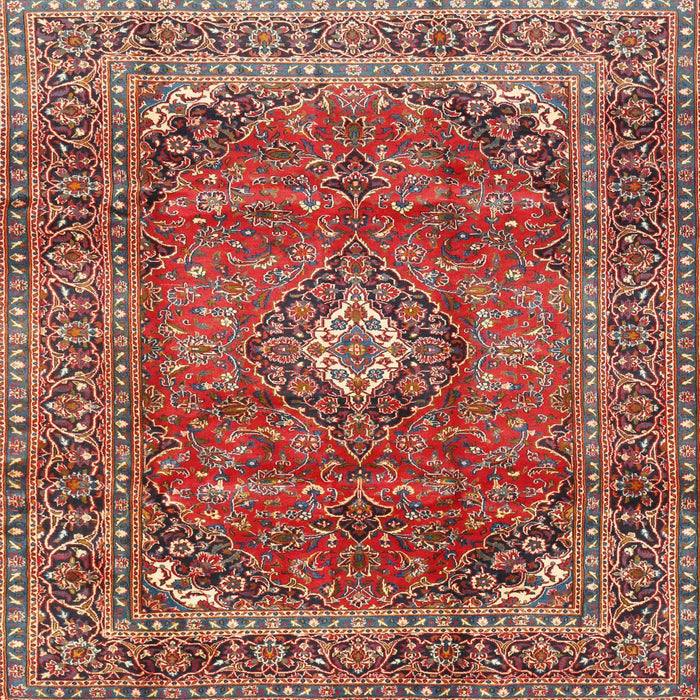 Square Traditional Camel Brown Medallion Rug, tr2894