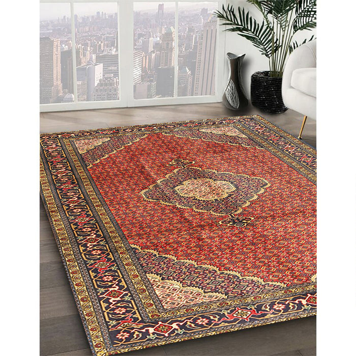 Machine Washable Traditional Tomato Red Rug in a Family Room, wshtr2896