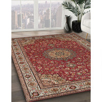 Traditional Orange Salmon Pink Medallion Rug, tr28